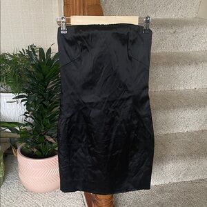 Patrizia Pepe Black Satin Strapless Mini Dress